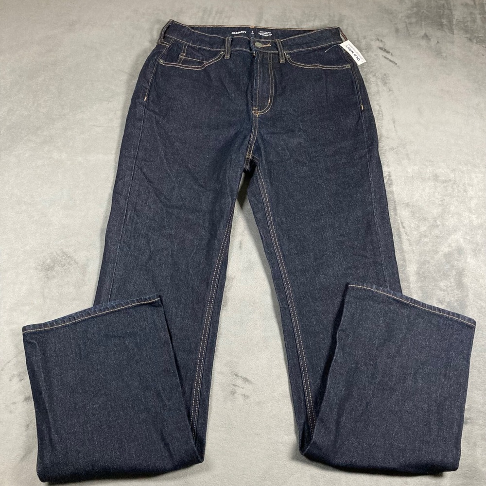 Old Navy Extra High-Rise Baby Boot-Cut Jeans Dark Wash Indigo 8 Tall